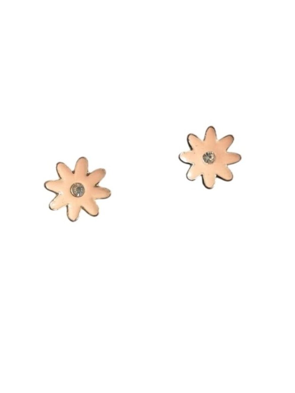 Peach Daisy Flower Stud Earrings Rhinestone Lightweight Minimalist Jewelry Gift